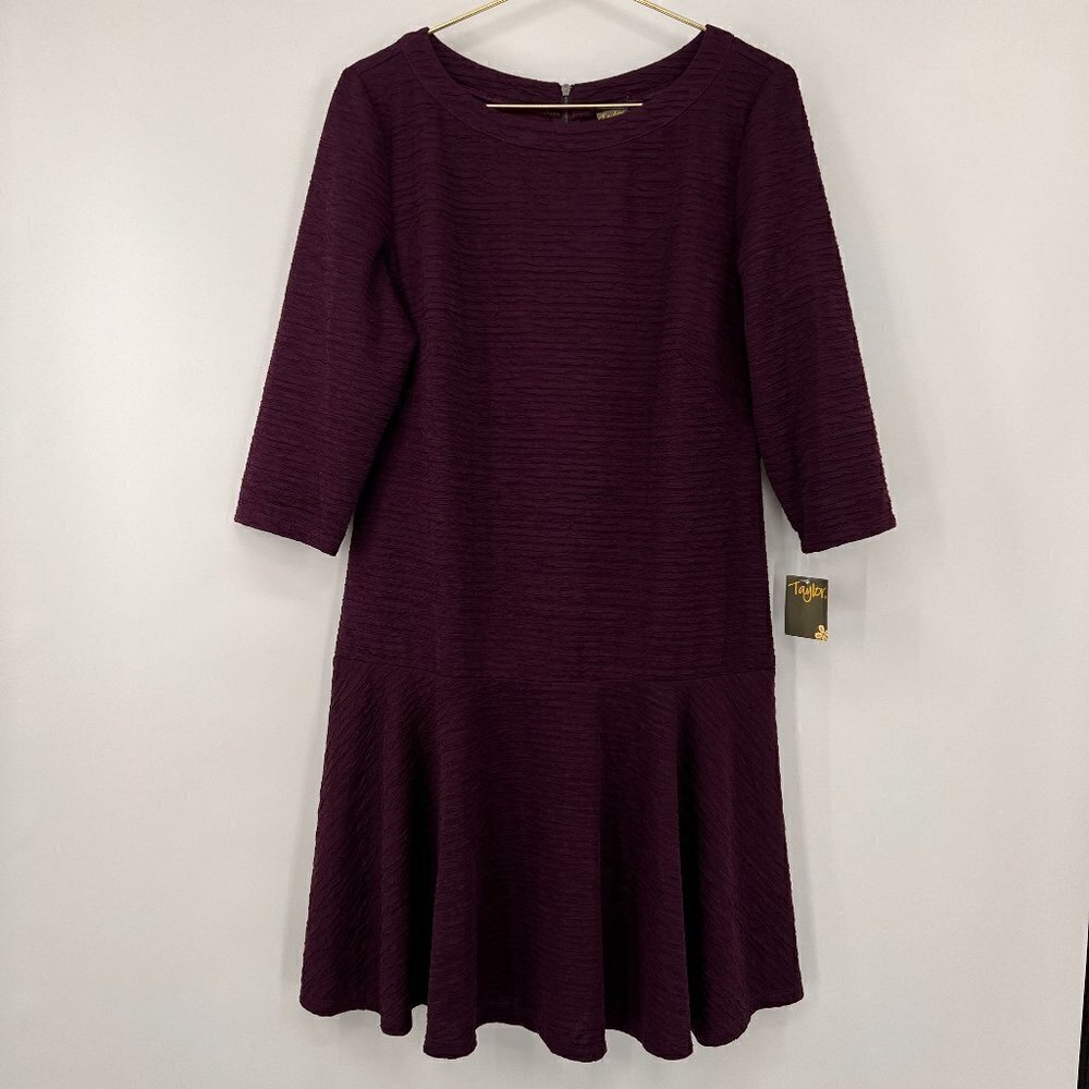 Taylor Plus Plum Lined Midi Dress NWT